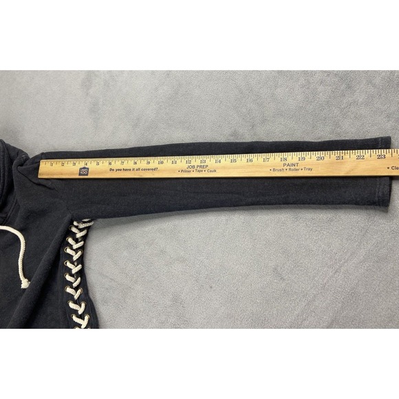 Nation LTD Sweatshirt XS Black Pullover Alexis Lace Up Sides Drawstring Top USA - Picture 10 of 12